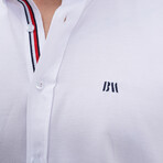Placket Detail Button-Up Shirt // White (L)