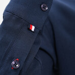 Placket Detail Button-Up Shirt // Navy Blue (2XL)