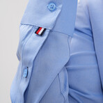 Placket Detail Button-Up Shirt // Light Blue (XL)