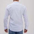 Patterned Dot Button-Up Shirt // White + Light Blue (2XL)