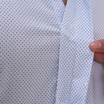 Patterned Dot Button-Up Shirt // White + Light Blue (2XL)