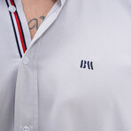 Placket Detail Button-Up Shirt // Light Gray (3XL)