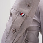 Placket Detail Button-Up Shirt // Light Brown (XL)