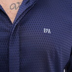 Patterned Button-Up Shirt // Navy Blue (2XL)