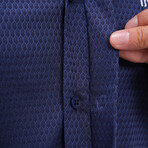 Patterned Button-Up Shirt // Navy Blue (2XL)