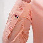 Placket Detail Button-Up Shirt // Light Orange (2XL)