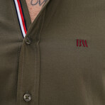 Placket Detail Button-Up Shirt // Khaki (2XL)