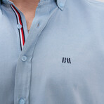 Placket Detail Button-Up Shirt // Slate Blue (L)