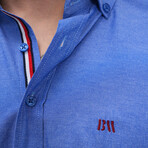 Placket Detail Button-Up Shirt // Sax (M)