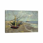 Fishing Boats on the Beach at les Saintes Maries de la Mer by Vincent van Gogh (18"H x 26"W x 0.75"D)
