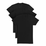 3 Pack Cotton Slim Fit V-Neck T-Shirts // Black (S)