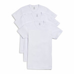 3 Pack Cotton Slim Fit Crewneck T-Shirts // White (S)