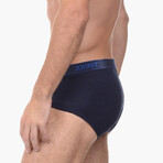 3 Pack Cotton Fly Front Brief // Navy + Cobalt + Porcelain (32)