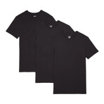 3 Pack Cotton Crewneck T-Shirts // Black (S)