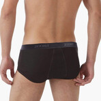 3 Pack Cotton Fly Front Brief // Black (32)