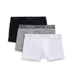 3 Pack Cotton No Show Trunk // White + Black + Heather Gray (S)