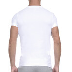 3 Pack Cotton Slim Fit V-Neck T-Shirts // White (S)