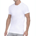 3 Pack Cotton Slim Fit Crewneck T-Shirts // White (S)