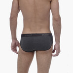 3 Pack Cotton No Show Brief // Black + Charcoal Heather + Red (S)