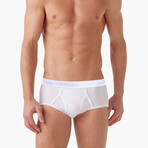 3 Pack Cotton Fly Front Brief // White (32)