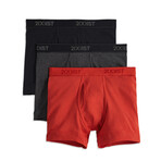 3 Pack Cotton Boxer Brief // Black + Charcoal Heather + Red (S)