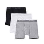 3 Pack Cotton Boxer Brief // White + Black + Heather Gray (S)