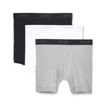 3 Pack Cotton 6" Boxer Brief // White, Black, Heather Gray (S)