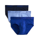 3 Pack Cotton No Show Brief // Navy + Cobalt + Porcelain (S)