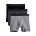 3 Pack Cotton 6" Boxer Brief // Black + Heather Gray + Charcoal Heather (S)