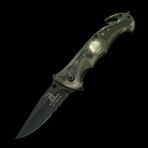 "Don't Tread On Me" Camo Rescue Liner Lock // 5"