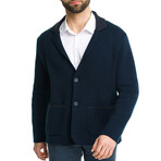 V-Neck Wool Cardigan // Navy (XS)