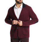V-Neck Wool Cardigan // Burgundy (L)