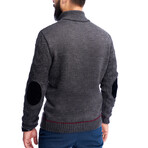 Quarte Zip Cable Knit Wool Sweater // Dark Gray (S)