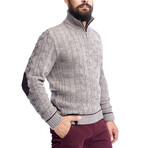 Quarte Zip Cable Knit Wool Sweater // Cappuccino (S)