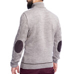 Turtleneck Solid Cable Knit Wool Sweater // Cappuccino (S)