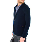 Double Breasted Solid Wool Cardigan // Navy (M)