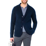 Double Breasted Solid Wool Cardigan // Navy (M)