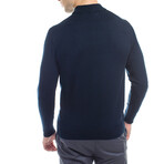 Mock Neck Solid Wool Sweater // Navy (M)