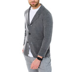 Double Breasted Solid Wool Cardigan // Gray (M)