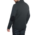 Double Breasted Knit Wool Cardigan // Dark Gray (L)