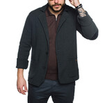 Double Breasted Knit Wool Cardigan // Dark Gray (L)