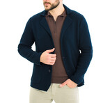 Double Breasted Knit Wool Cardigan // Navy (L)