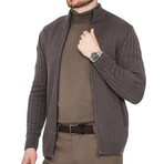 Zip-Up Ribbed Cardigan // Cappuccino (M)