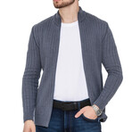 Zip-Up Ribbed Cardigan // Denim (M)
