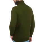 Turtleneck Solid Wool Sweater // Khaki (L)