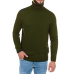 Turtleneck Solid Wool Sweater // Khaki (L)