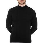 Mock Neck Ribbed Wool Sweater // Black (M)