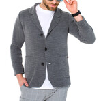 Double Breasted Solid Wool Cardigan // Gray (M)