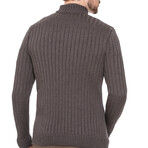 Zip-Up Ribbed Cardigan // Cappuccino (M)