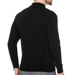 Mock Neck Ribbed Wool Sweater // Black (M)